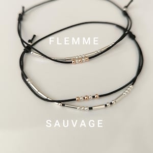 Morse code word bracelets in adjustable cord in soft colors