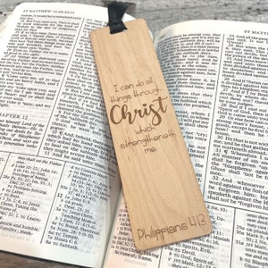 Custom Scripture Bookmark, Wood Bookmark, Personalized, Laser engraved, Laser cut, custom, scripture, book lover gift