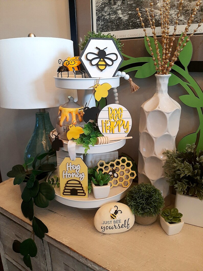 Unfinished Bee DIY Tiered Tray Decor Kit Tier Tray Craft Etsy