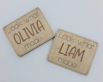 Personalized magnet, Look what I made, Custom magnet, laser cut magnet, laser engraved magnet, name, artwork, child, kid