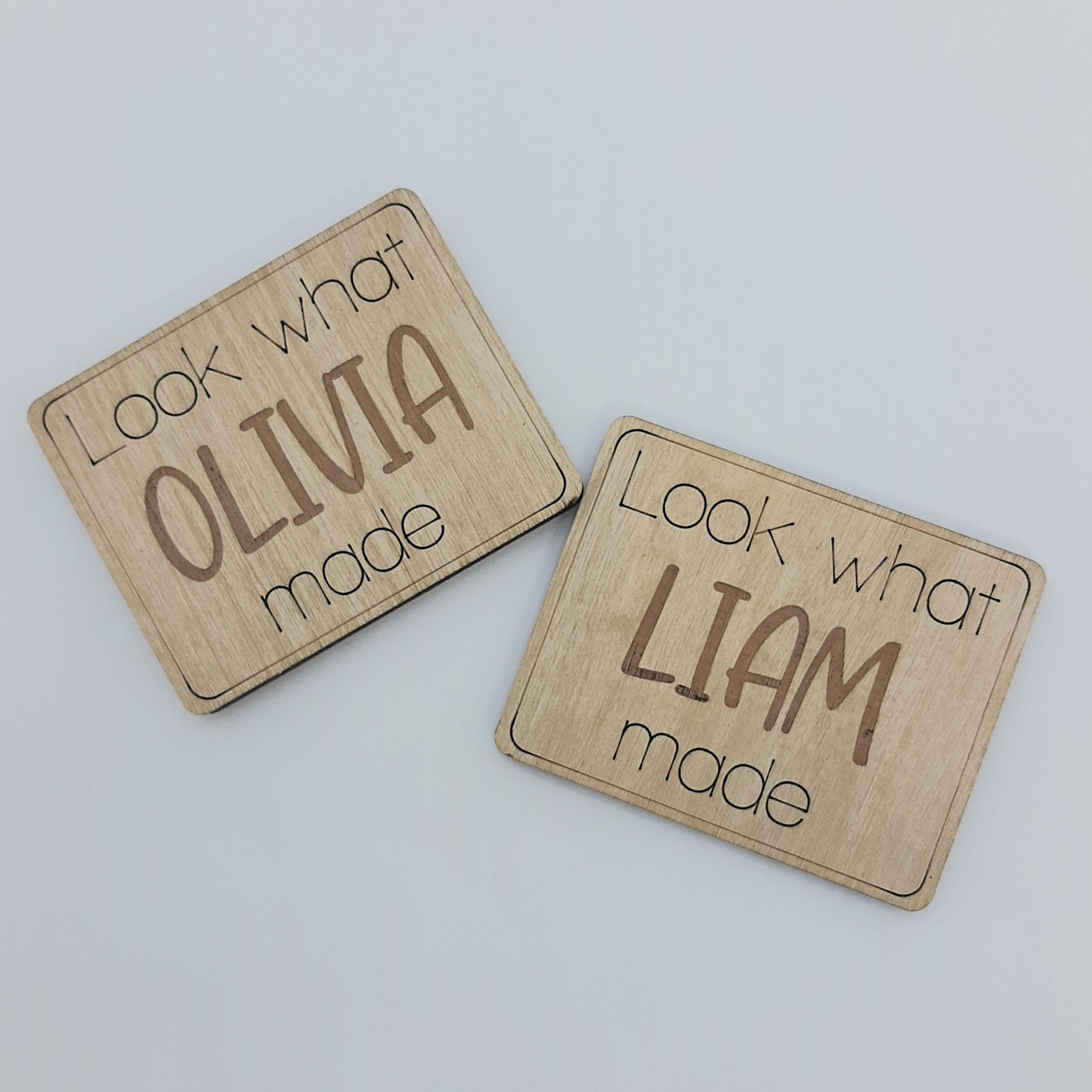 Personalized magnet, Look what I made, Custom magnet, laser cut magnet, laser engraved magnet, name, artwork, child, kid