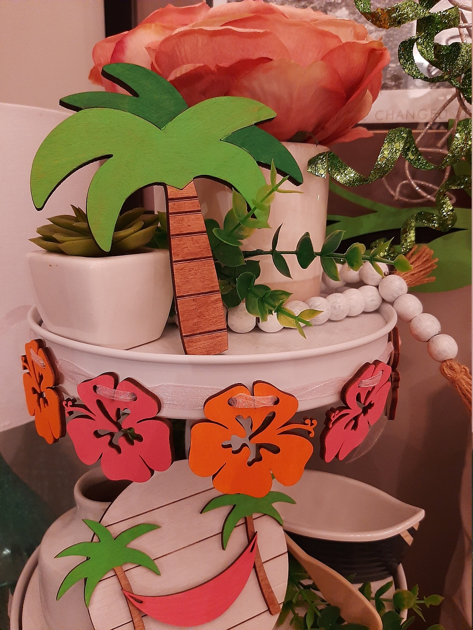 Unfinished Tropical Tiered Tray Decor Kit Tier Tray Craft Etsy