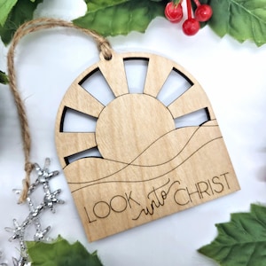 Set of 5 or 10, Look unto Christ, Bulk, Laser Cut Wood Ornament, LDS, 2025, Youth Theme, Christ Ornament, Birthday, Christmas, D&C 6:36