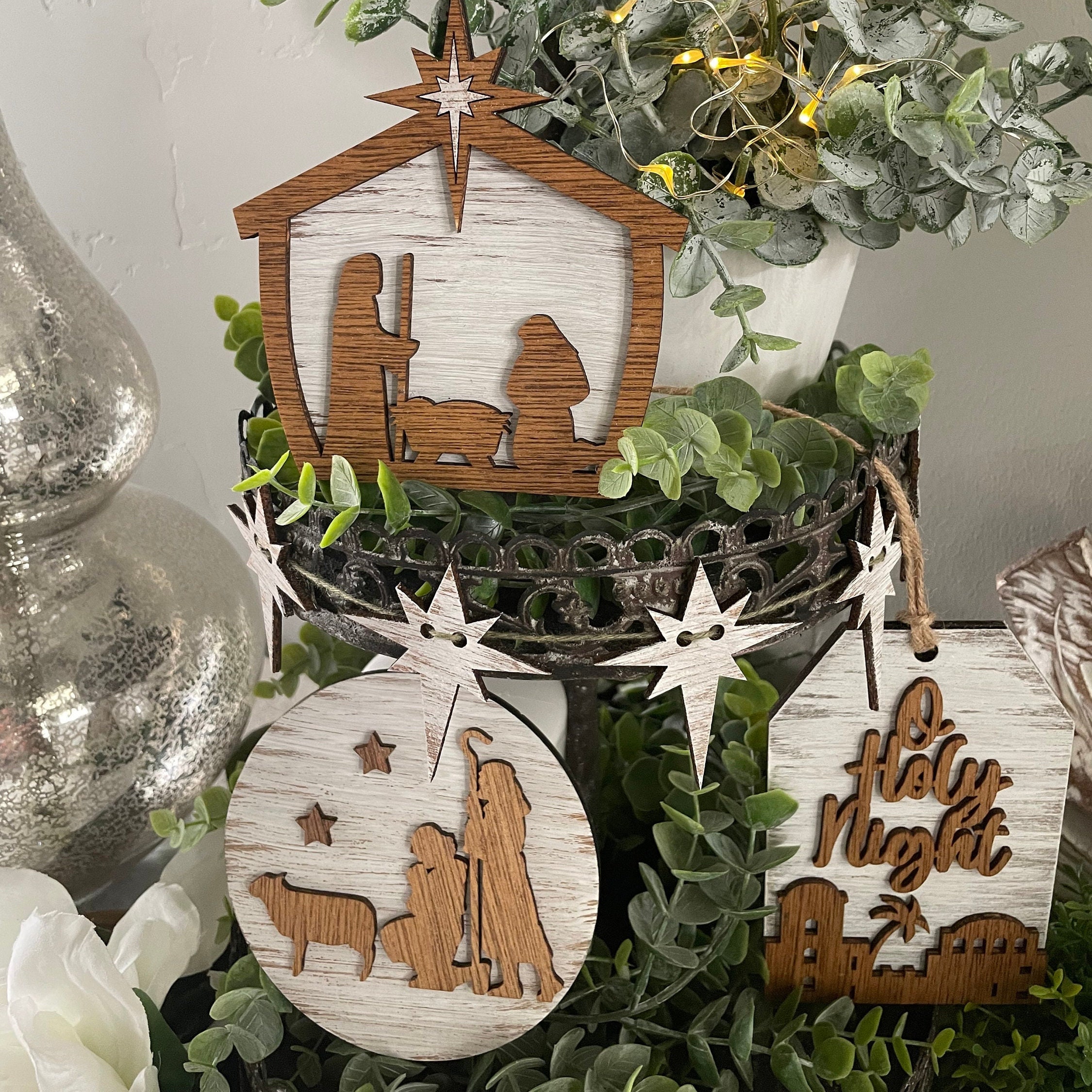 Unfinished Nativity Tiered Tray Decor Kit Tier Tray Craft Etsy