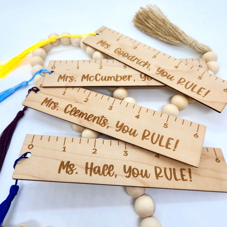 Teacher Appreciation Gift, Bookmark, Ruler, Wood, Engraved ...