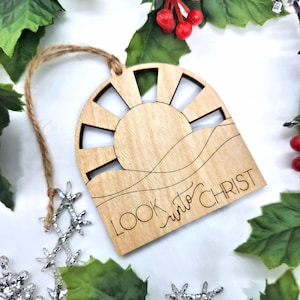 Set of 100, Look unto Christ, Bulk, Laser Cut Wood Ornament, LDS, 2025, Youth Theme, Christ Ornament, Birthday, Christmas, D&C 6:36