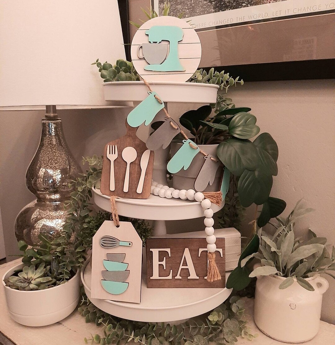 Unfinished Baking DIY Tiered Tray Decor Kit, Tier Tray, Craft, Laser