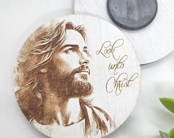 Set of 5 or 10, Look Unto Christ magnet, Bulk, Wood, 2025, LDS Youth Theme, Christ, Christian, D&C 6:36, doubt not, fear not