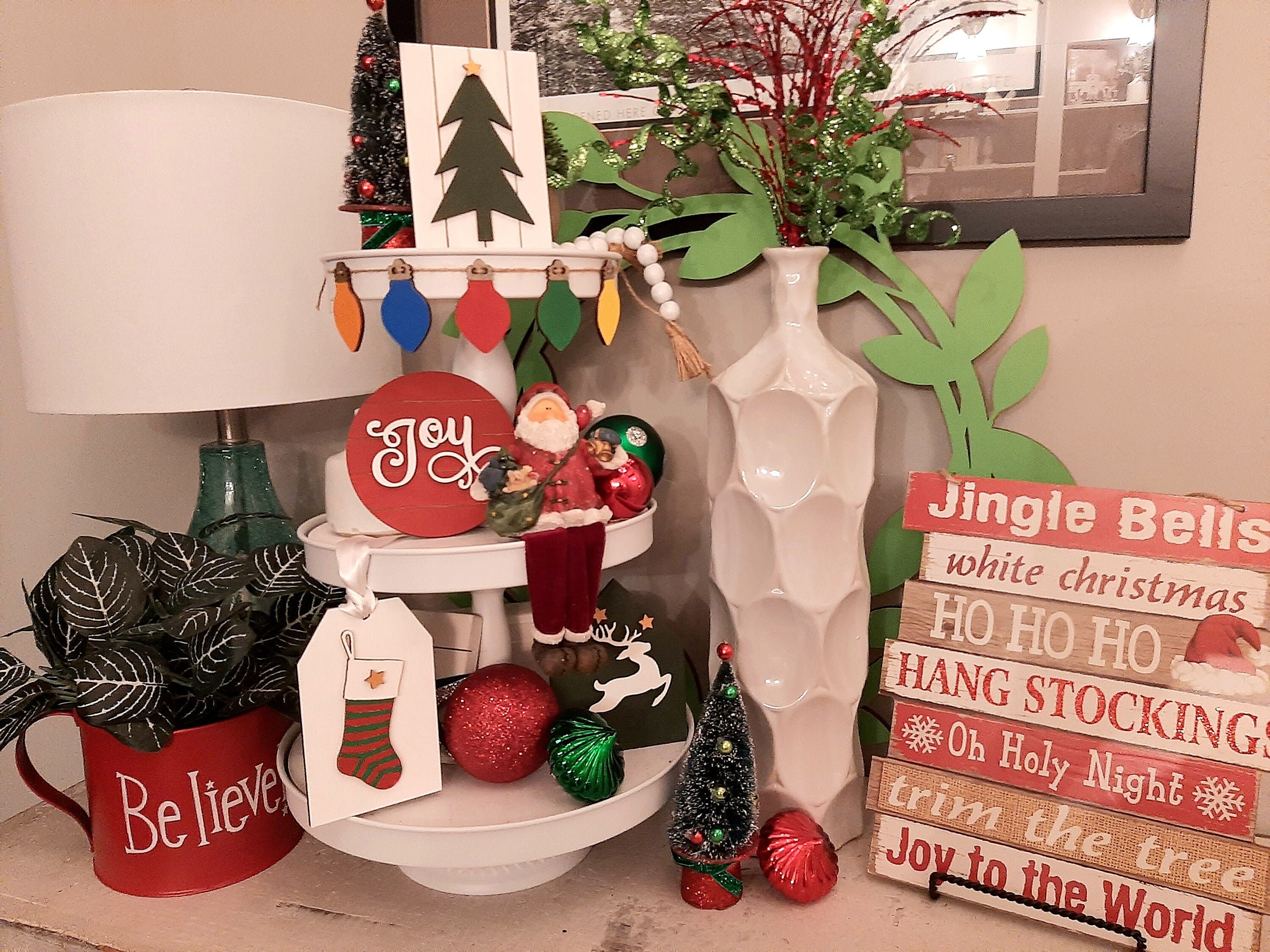 Unfinished Christmas Tiered Tray Decor Kit Tier Tray Craft Etsy