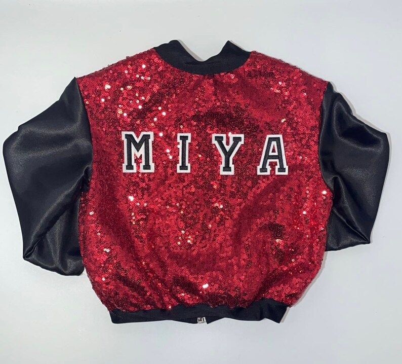 Red Sequin Varsity Jacket Birthday Outfit Kids Jacket Bomber Jacket Varsity Jacket Etsy