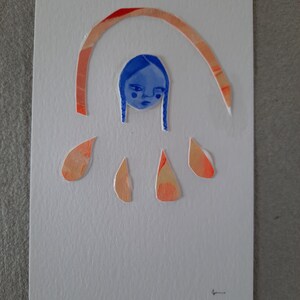 Aquarelle et collage acrylique 4x6.