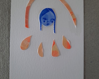 4x6 watercolour and acrylic collage.