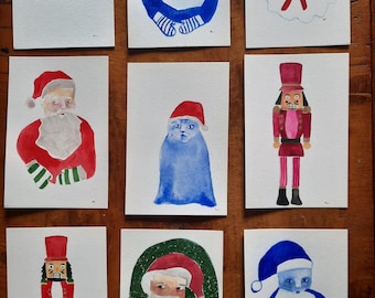 original artwork postcards. holiday,Christmas.