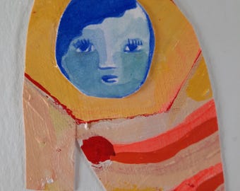 4x6 watercolour and acrylic collage.