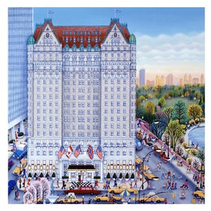 Square print Spring Plaza Celebration 10x10 art print, SIGNED New York City art Giclee print New York art print square NYC Spring plaza art