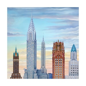 New York buildings 10x10 art print SIGNED Art Deco NYC wall art print New York City art deco wall art, &quot;Art Deco New York Buildings&quot;