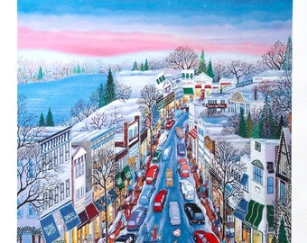 Limited Edition Giclee of "Westport Main Street" artwork signed by Kathy Jakobsen