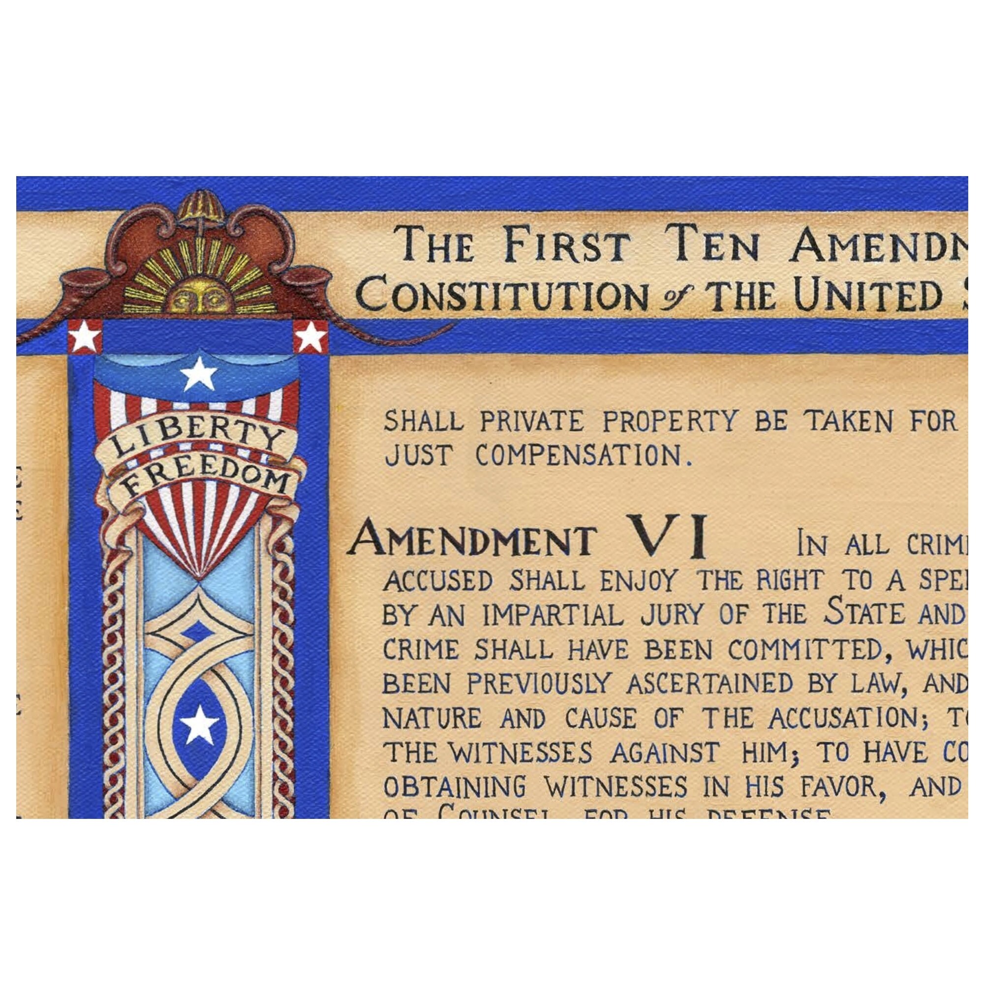 The Bill of Rights Print SIGNED Art Patriotic Artwork Constitution Wall ...