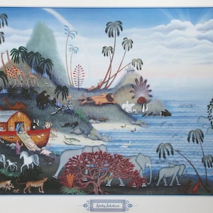 Póster artístico, "De vuelta a la tierra", Arca de Noé, nuevo póster vintage, obra de arte firmada por Kathy Jakobsen