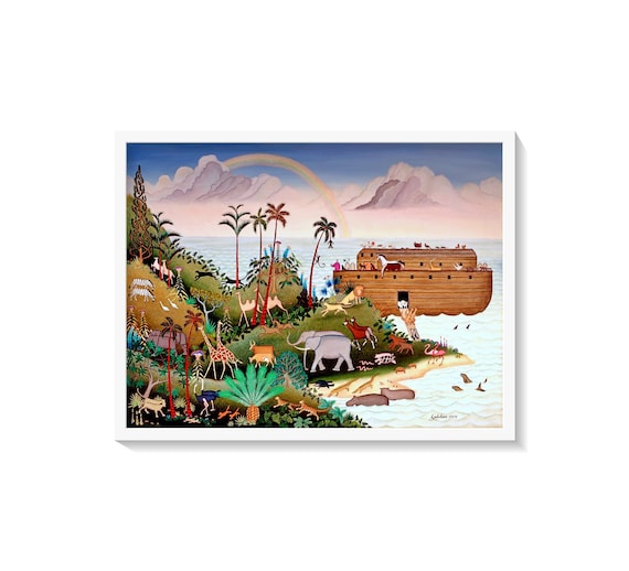 Unloading Noah's Ark. Limited Edition Giclée of Vintage Print by