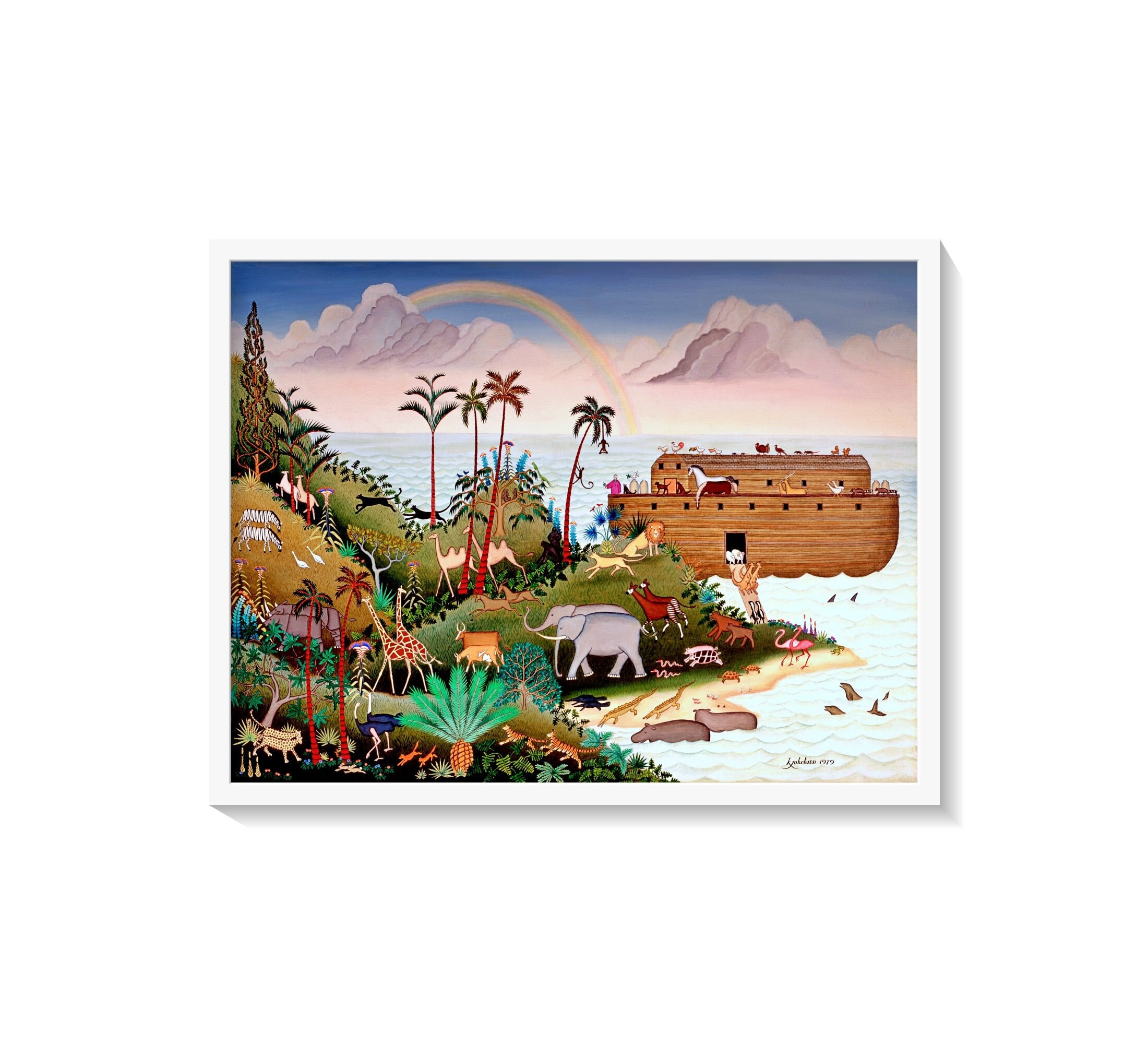 Unloading Noah's Ark. Limited Edition Giclée of Vintage Print by Kathy