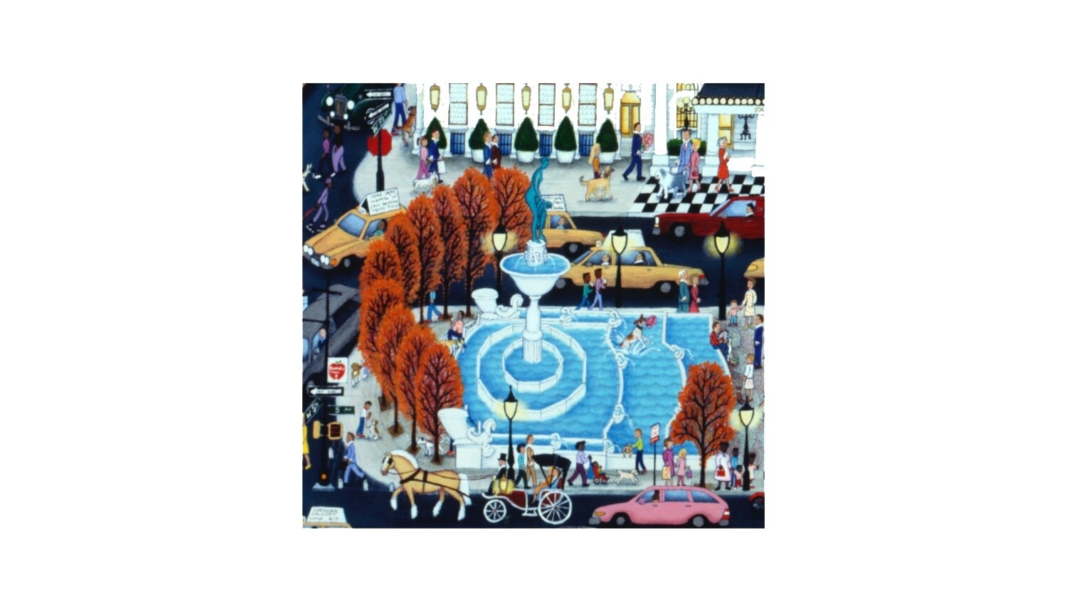 版画 Dog park Dog Walking in Central Park. Limited Edition Giclée Print of