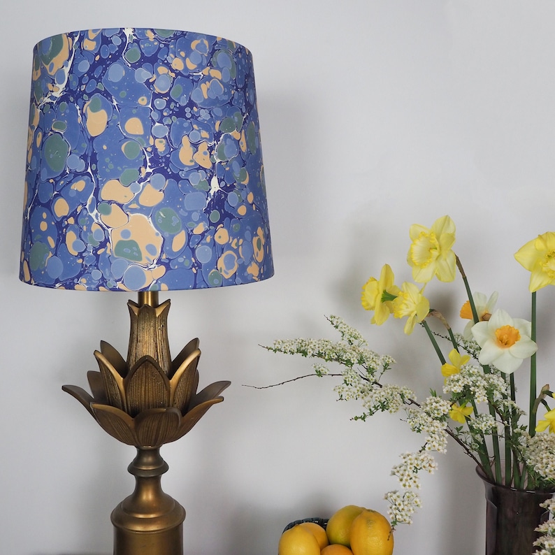 Hand Marbled Lamp Shade 30cm in Marmor Periwinkle image 1