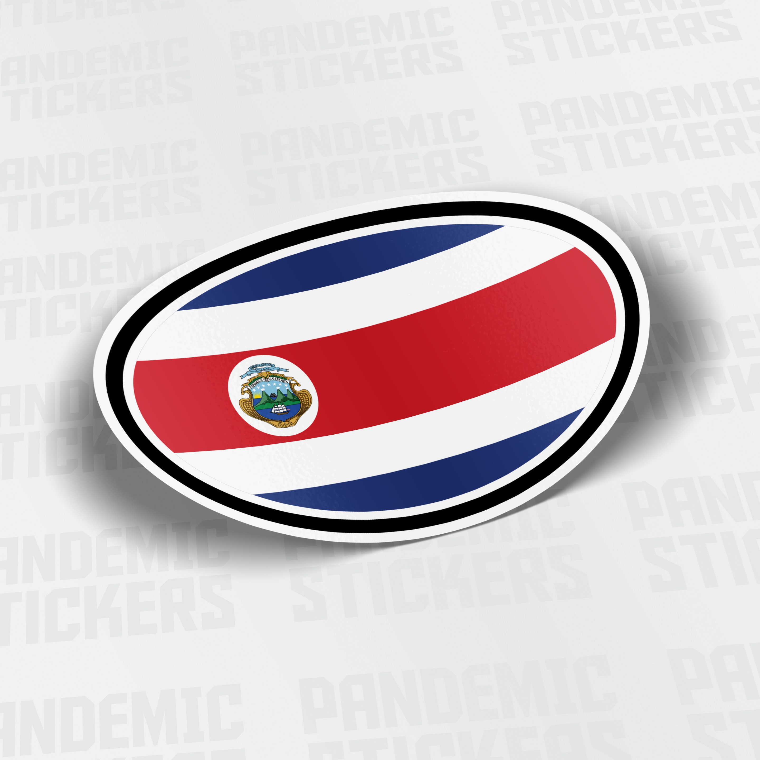 Costa Rica Flag Oval Vinyl Sticker Countries Laptop Car Window Etsy