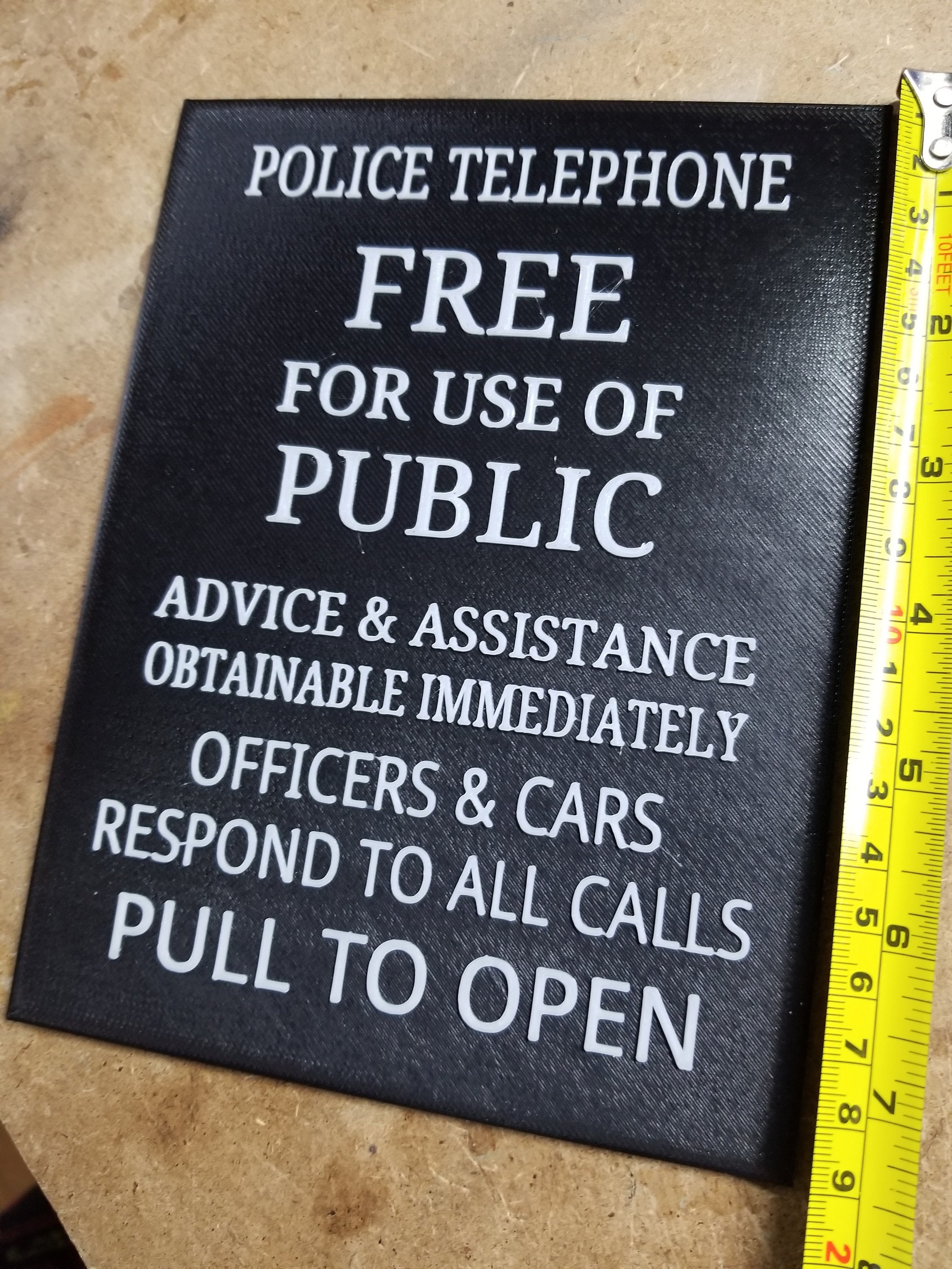 Tardis Door Sign Black And White Dr Who 3d Printed From