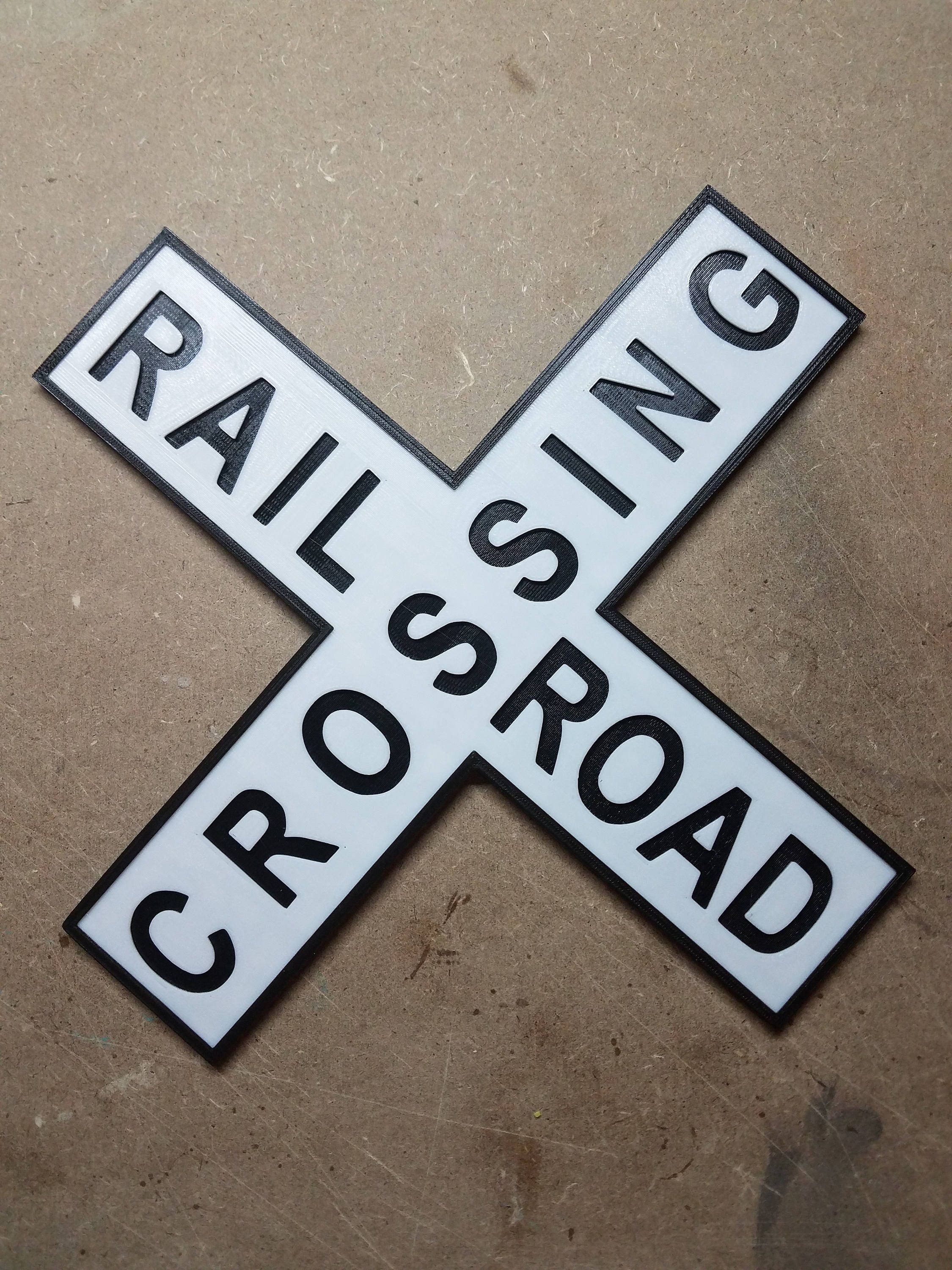 Railroad Crossing Sign 3d Printed Crossbuck Train Sign Etsy
