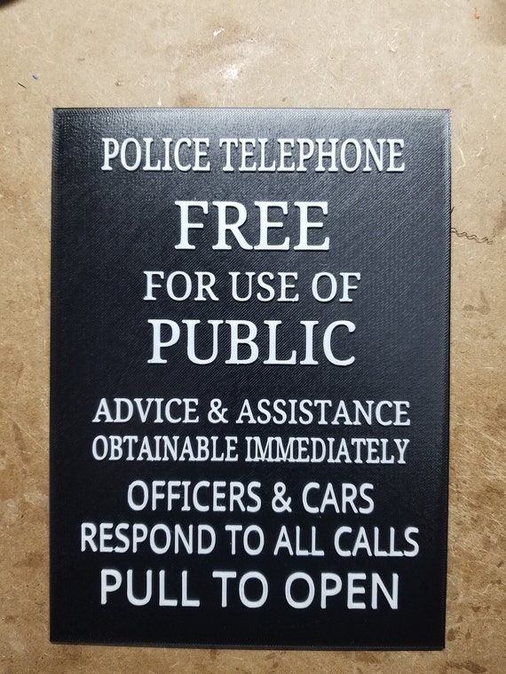 Tardis Door Sign 9 5 X 7 In Black And White 3d Printed From Doctor Who