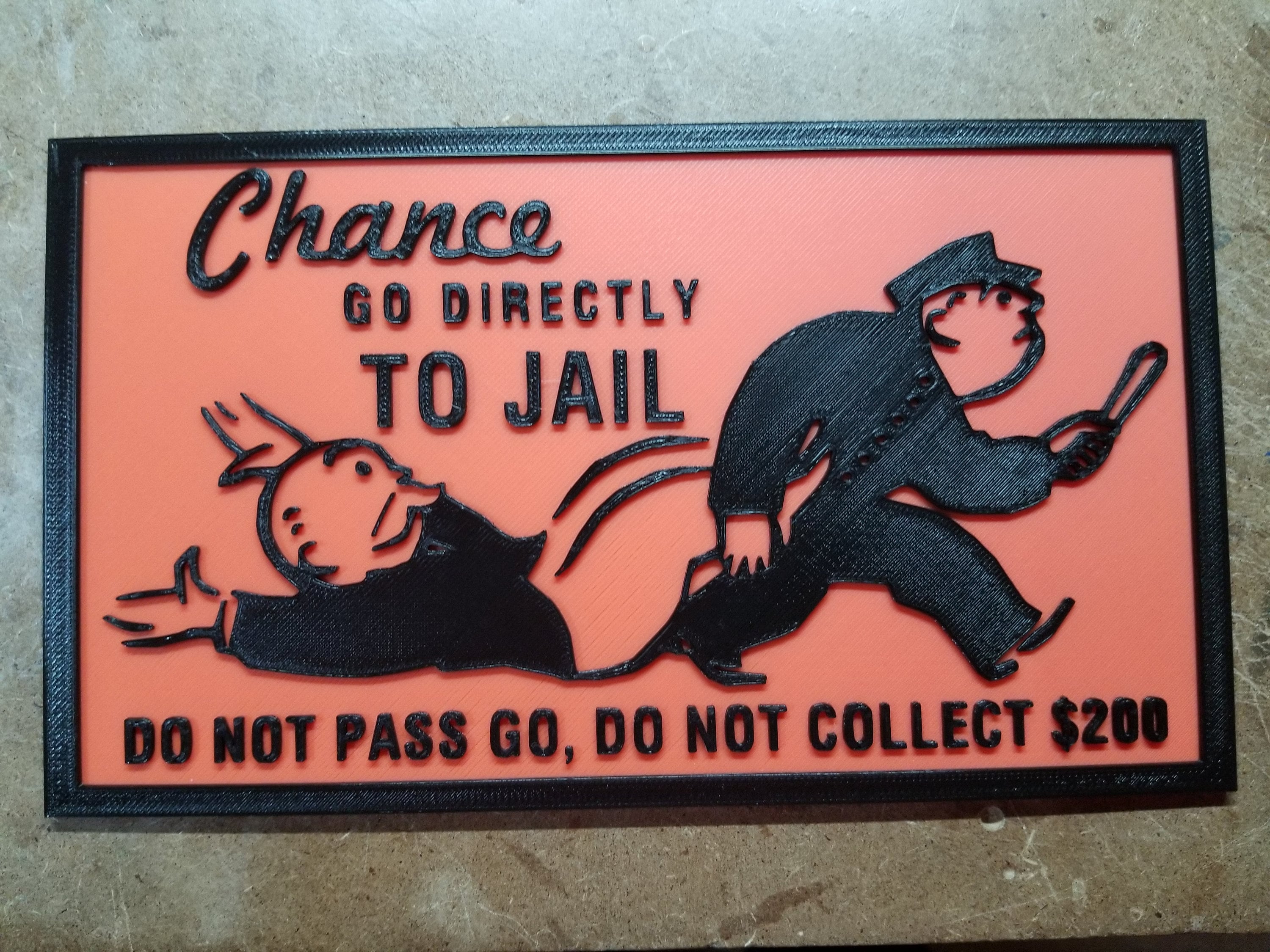 Go Directly to Jail 3d Printed Monopoly Chance Card Wall - Etsy