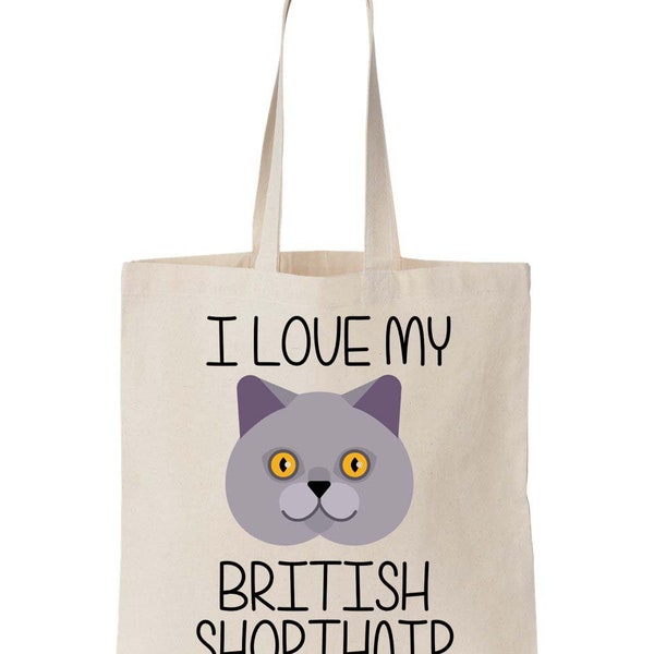 Tote Bag I Love My British Shorthair Cat Canvas Shopper Bag