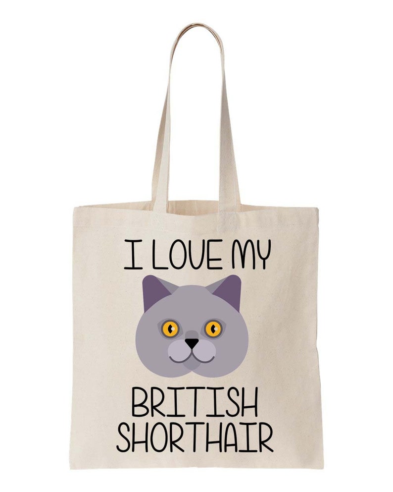 Tote Bag I Love My British Shorthair Cat Canvas Shopper Bag image 1