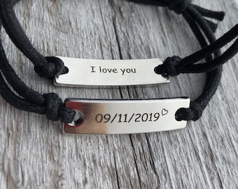 Coppie personalizzate data Bracciali, i suoi braccialetti, relazione Bracciali, braccialetto da data, braccialetto inciso, coppie regali per fidanzato