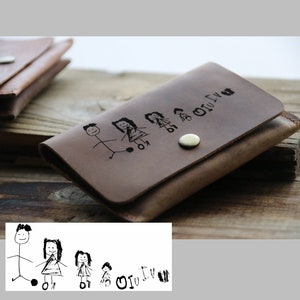 Regalo personalizado para papá de NIÑOS, regalo de arte para NIÑOS, billetera de arte para niños, regalo de billetera para papá, regalo de dibujo para niños reales, regalo de escritura a mano para niños, HOMBRES