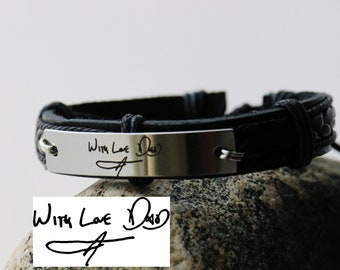Personalized Men Handwriting bracelet, Dad Gift, dad memory gift, dad handwriting, custom engraved, dad with love, memorial gift, handscript