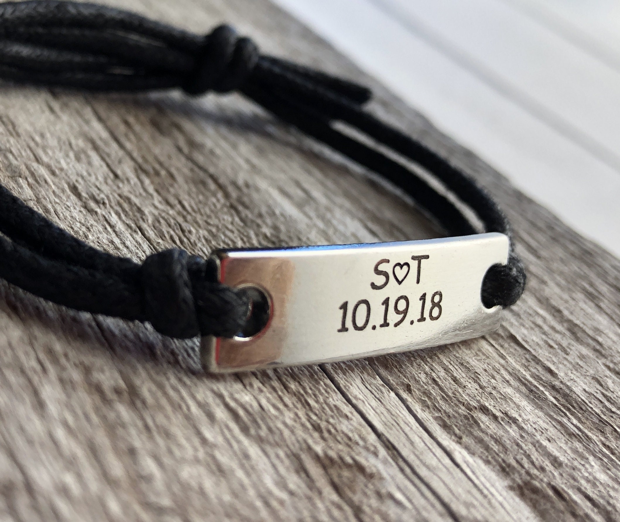 Customized Couples Date Bracelets His Hers Bracelets Etsy