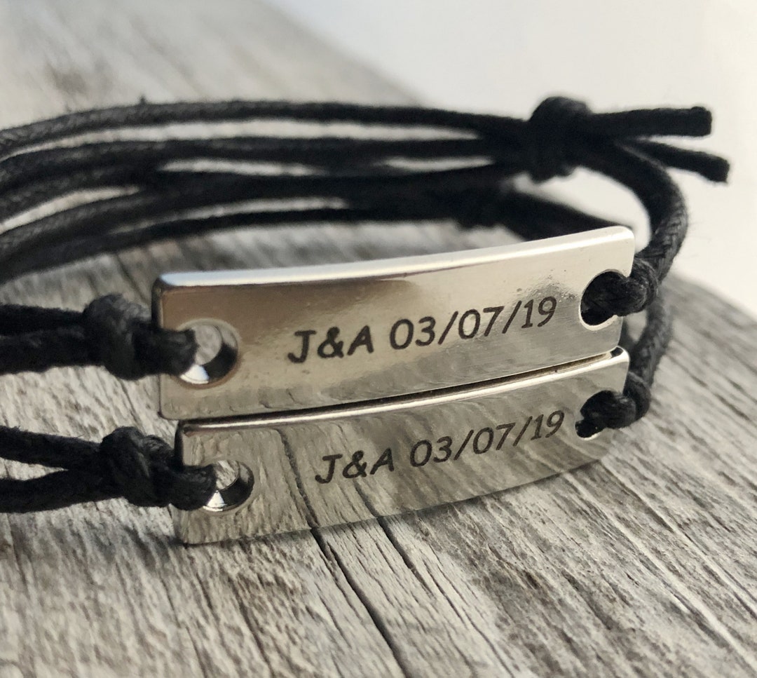 Couples Name Bracelets, Couples Bracelets Initials, Couples Date