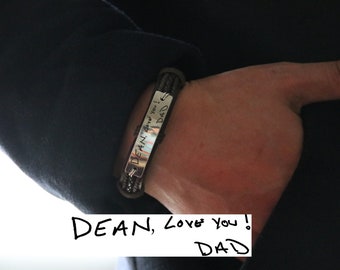 Leather Handwriting Gift, DAD memory Gift, leather handwriting bracelet, handwritten bracelet, handwriting gift, DAD handwriting script gift