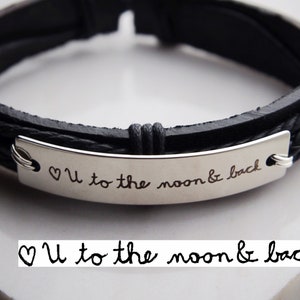 Custom Engraved Handwriting Bracelet, Mens Actual handwriting bracelet, Signature Bracelet, Men Gifts Leather bracelet, Custom mens Gifts