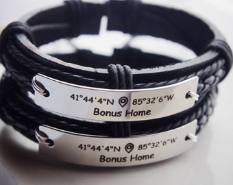 Men women Coordinates Bracelet, Coordinate Bracelet, Couples Engraved Bracelet, Gps Bracelet, Location Bracelet, Coordinate Jewelry