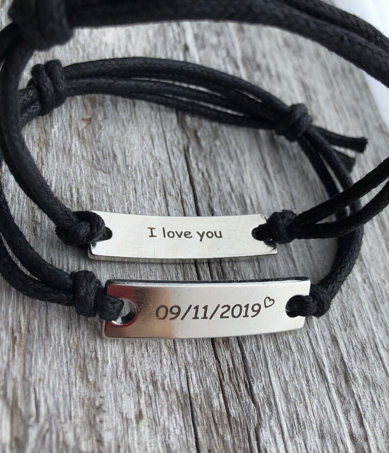 Customized Couples Date Bracelets His Hers Bracelets Etsy
