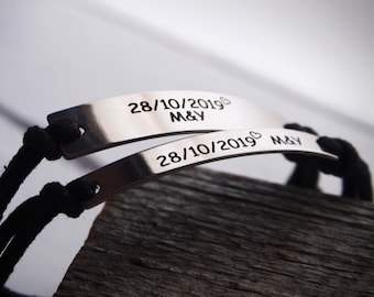 Custom Date Bracelet, Couples Relationship Bracelet for him and her, engraved bracelet, Custom bracelet boyfriend girlfriend, his hers gifts