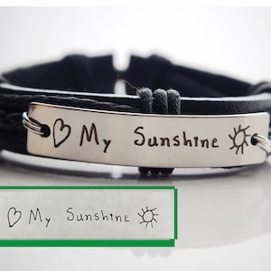 Pulsera manuscrita MENS, Pulsera de escritura a mano para hombre, Escritura a mano grabada, Pulsera manuscrita personalizada, Joyas de firma, Pulsera personalizada