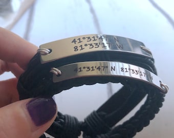 Custom Relationship Bracelets, long distance, matching couples, matching bracelets for boyfriend and girlfriend, Titanium couples Bracelets