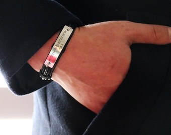 Stainless Steel/ Mens Coordinate bracelet, mens coordinate jewelry, coordinate gift, men, leather coordinate, long distance love, coordinate