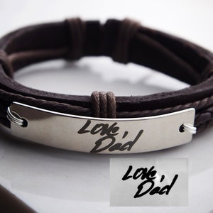 Handwriting Bracelet, handwriting jewelry, handwriting leather bracelet, handwriting gift, custom Signature Bracelet, handwriting men gift