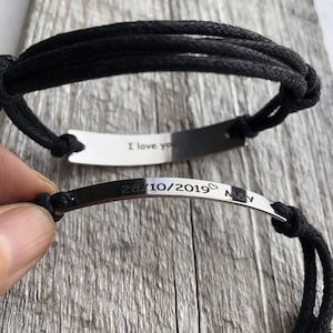 Engraved Couples Bracelets for him and her, engraved date bracelet, relationship bracelet, his hers bracelet, Personalized date Bracelets