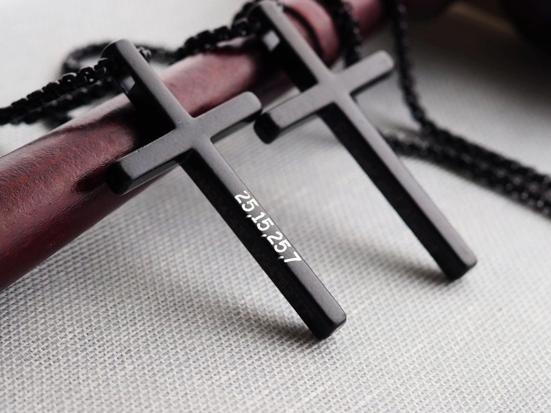 Customized CROSS NECKLACE Coordinates, Men Women, Men Gift, Mom Custom ...